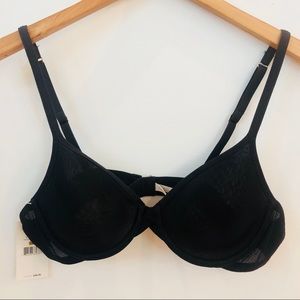On Gossamer 34A black mesh underwire bra